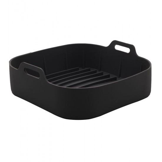 Forma 20x9cm Quadrada De Silicone Para Air Fryer Preta